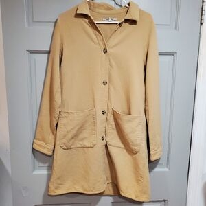 Zara Women Tan Trench Coat with Pockets Size Small Made in Morocco